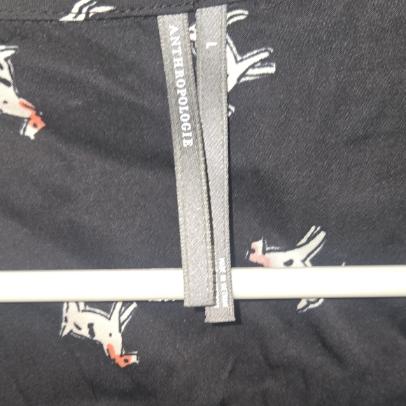 NWT Anthropologie Lyrebird Silky Pajama Top Black Dog Print L - Picture 5 of 5
